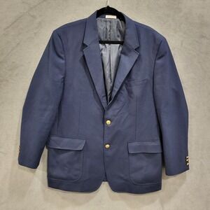 Louis Martin Navy Blue Blazer Jacket Men's Size 44R Gold Button Wool‎ Blend